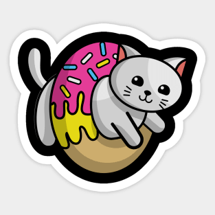 Cat Doughnut Ring White Sticker